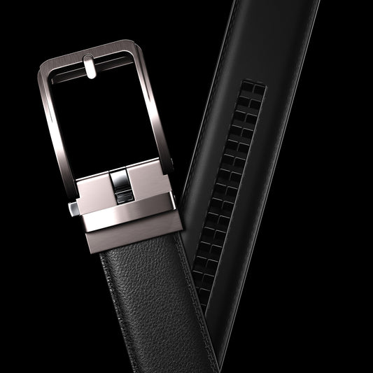 Ceinture Faurel noire en cuir premium sans trous