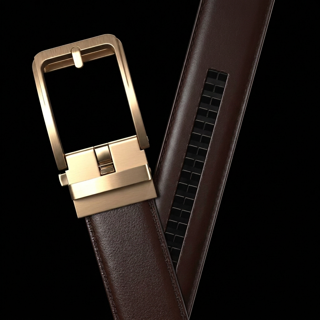Ceinture Faurel marron boucle or mat