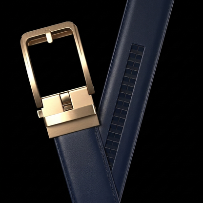 Ceinture Faurel bleue boucle or mat