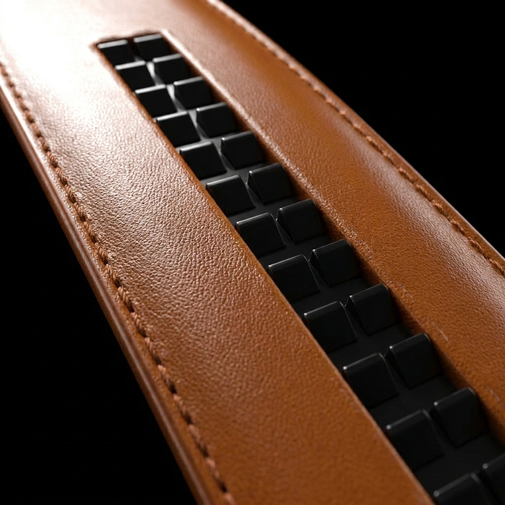 Détail du rail cranté cognac
