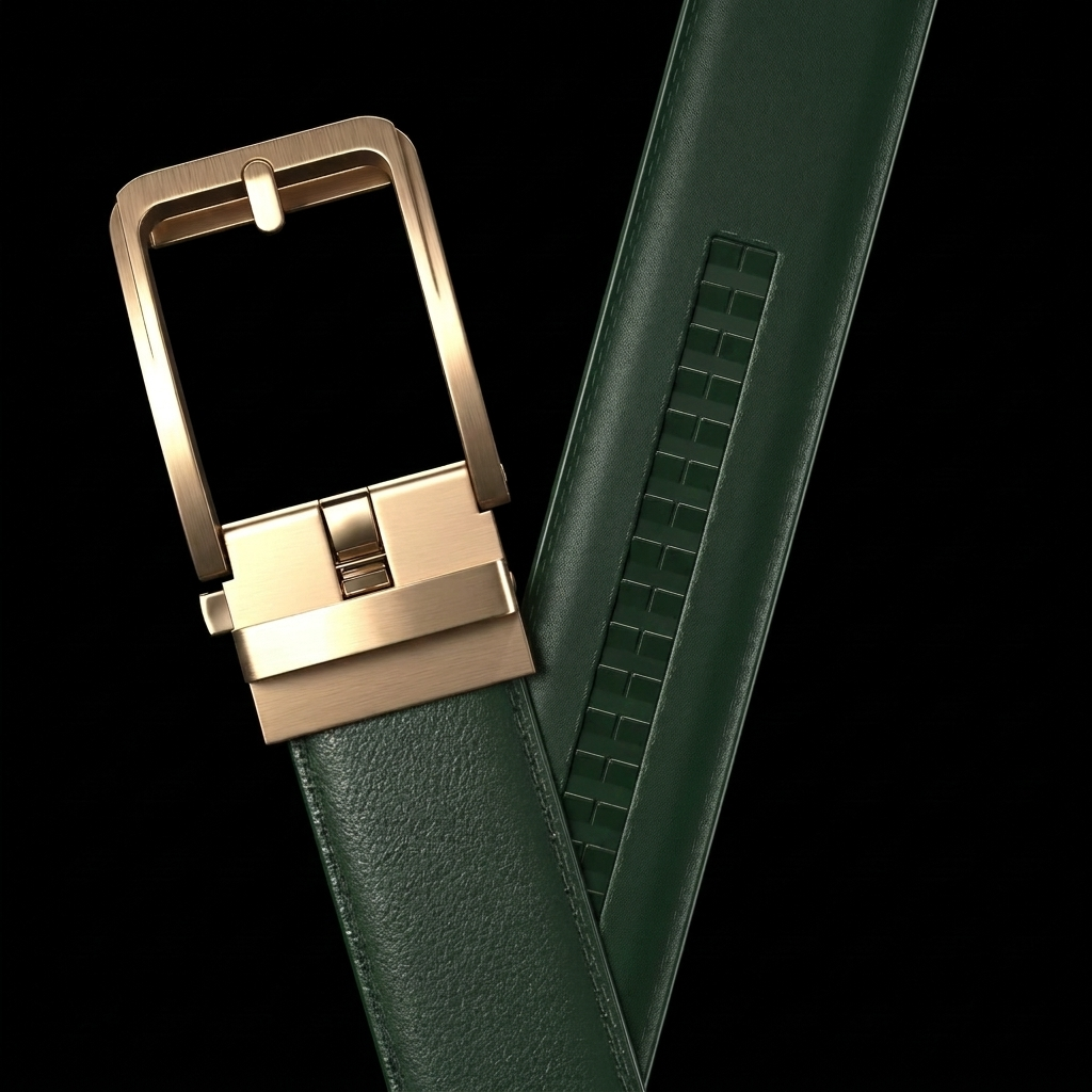 Ceinture Faurel verte boucle or mat