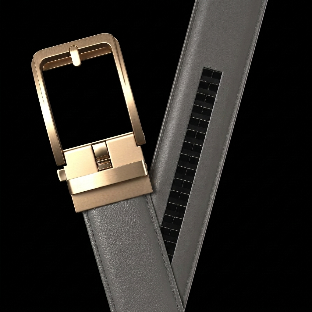 Ceinture Faurel grise boucle or mat